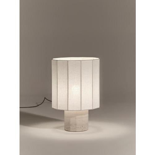 Contemporary White Travertine Medium Roma II Dodecagon Table Lamp by Nassi For Sale - Image 3 of 10