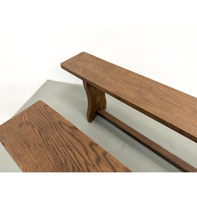 Oak Benches with Wing Legs, France, 1970s, Set of 2 For Sale - Image 16 of 18