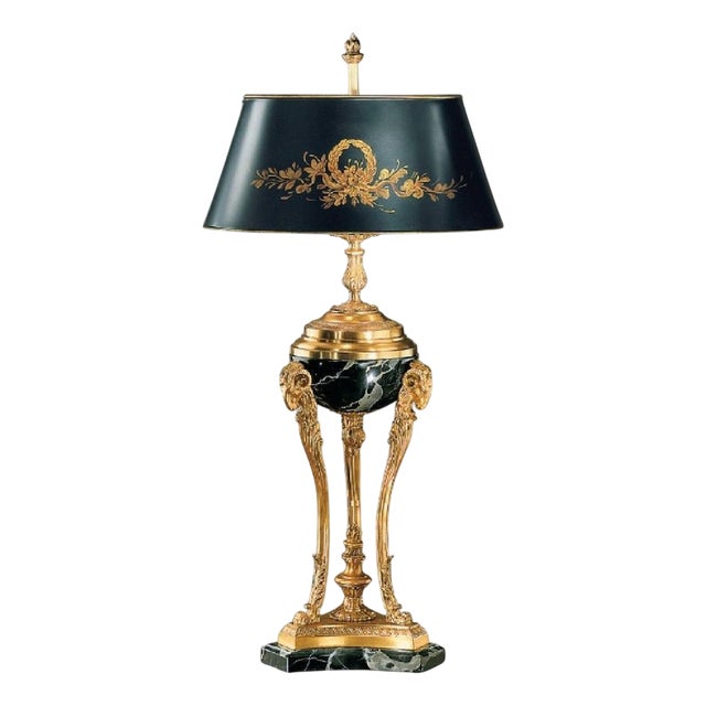 Table Lamp in Brass and Marble For Sale