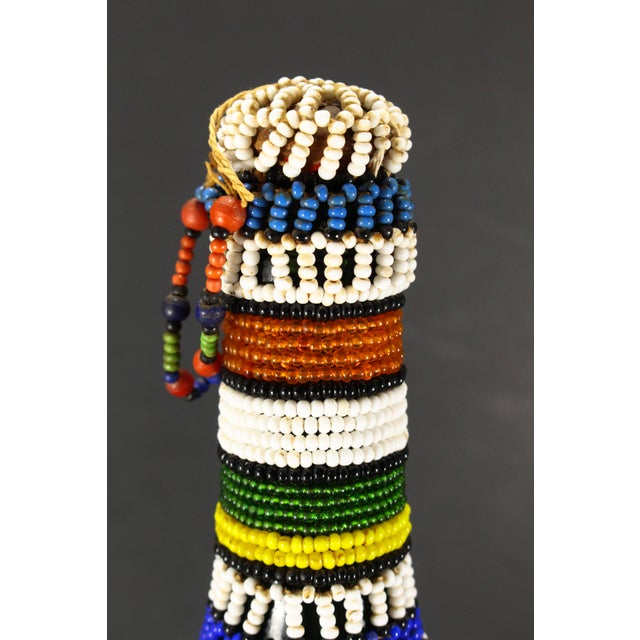 Beaded Glass Bottle With Maasai Geometric Patterns For Sale - Image 4 of 18