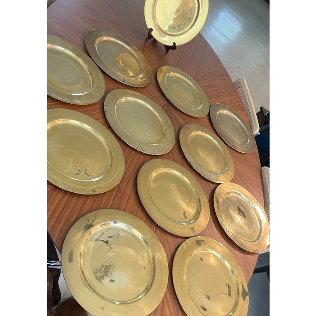 Mid 20th Century Vintage Mid-Century Brass Pantry Chargers-Set of 12 For Sale - Image 5 of 6