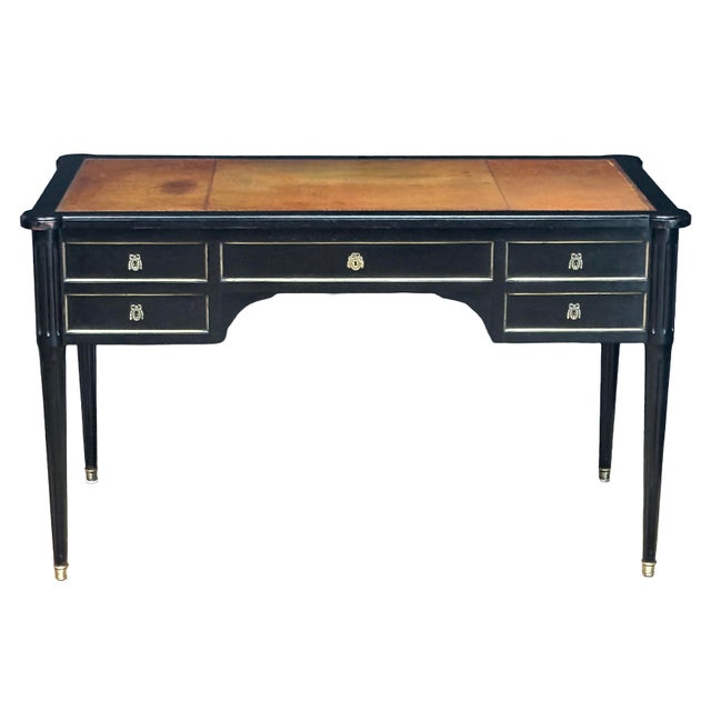 Louis XVI Ebonized Writing Table or Desk With Embossed Leather Top From France For Sale - Image 12 of 15