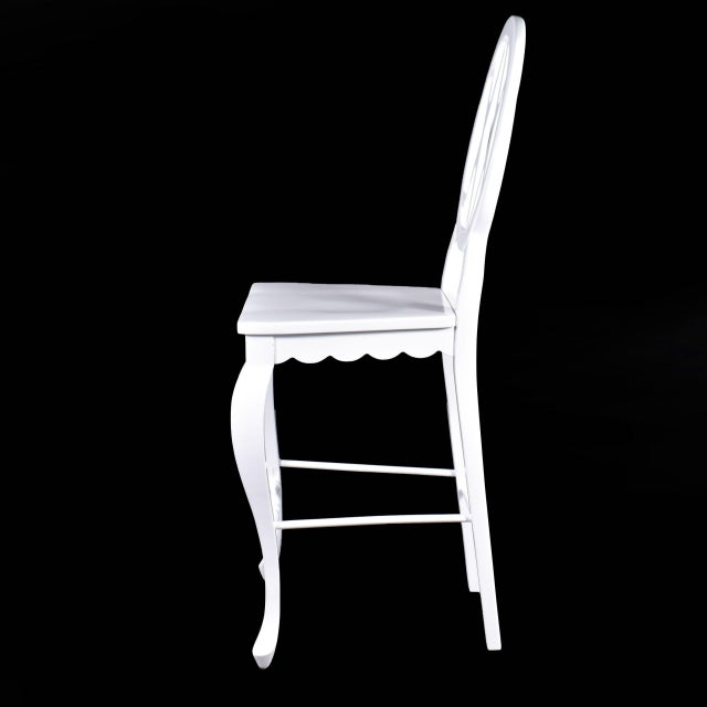 Mid-Century Modern Pair of Fretwork Round Counter Height Chairs For Sale - Image 3 of 4