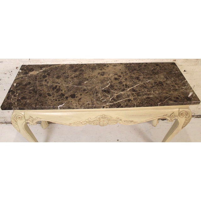 White Mid 20th Century Gorgeous Painted Console With Brown Marble Table Top For Sale - Image 8 of 15