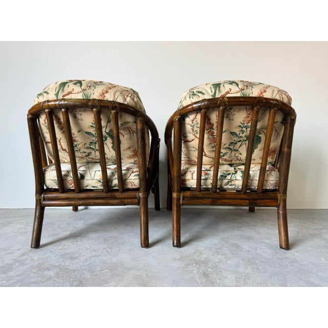 Elinor McGuire Organic Rattan and Leather Lounge Chairs - A Pair/Sold For Sale - Image 4 of 12