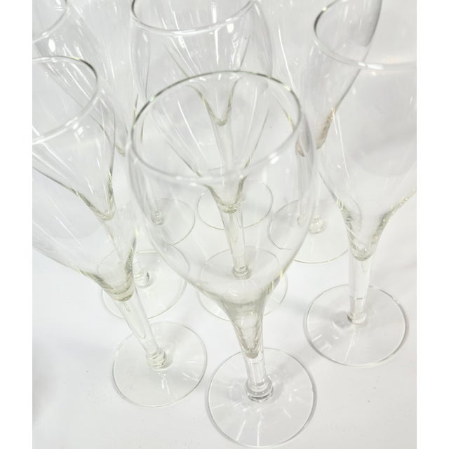 Late 20th Century Art Nouveau Hollow Stem Balloon Style Champagne Flutes - Set of Eight For Sale - Image 6 of 16