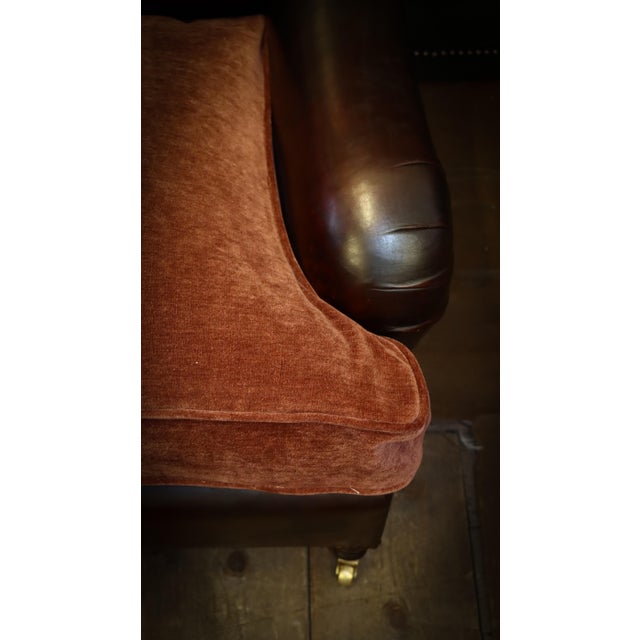 2-Seater Sofa in Burgundy Leather and Velvet from George Smith, 2010s For Sale - Image 12 of 18