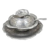 Vintage Arthur Court 1979 Cabbage Lettuce Tureen Serving Bowl Spoon Platter 3 Pc For Sale