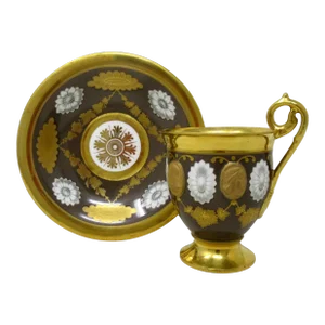Antique Sevres Style Paris Porcelain Gilt Tea Cup Saucer Alexander Great Dante