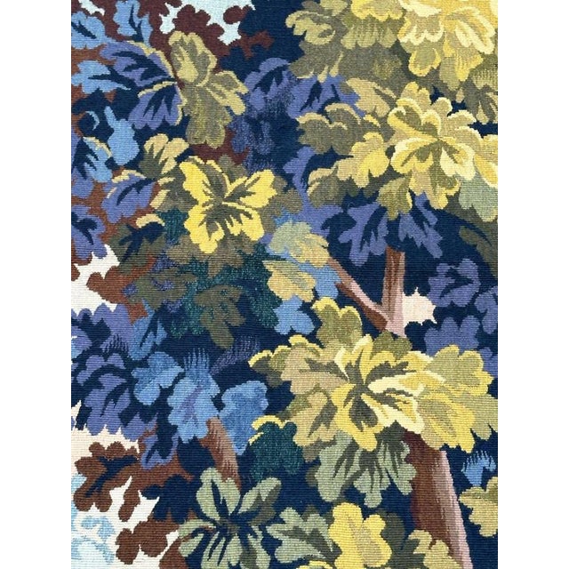 Vintage French Aubusson Tapestry Landscape with Bird, 1950s For Sale - Image 11 of 18