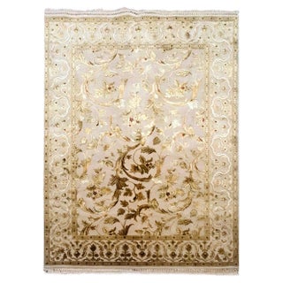 Vintage Hand-Crafted Silk and Wool Carpet, 1980s For Sale