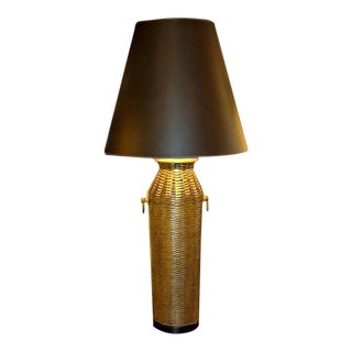 1976 Modern Chapman Lamp Tall Woven Brass Vase Shaped Table Lamp For Sale