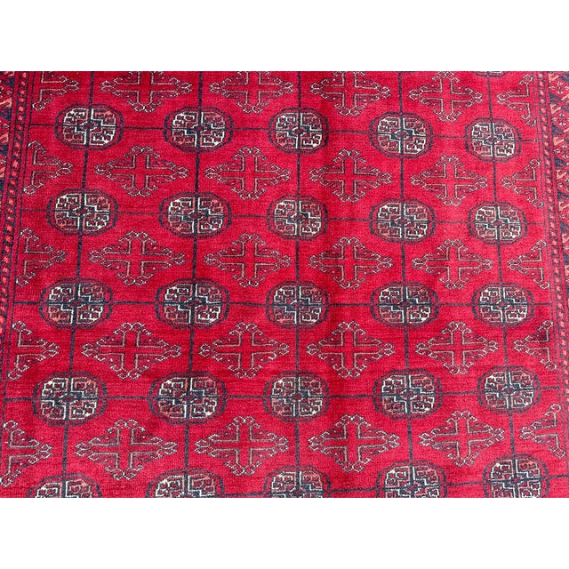 1970s Hand Knotted Tribal Turkomen Bukhara Rug For Sale - Image 5 of 9