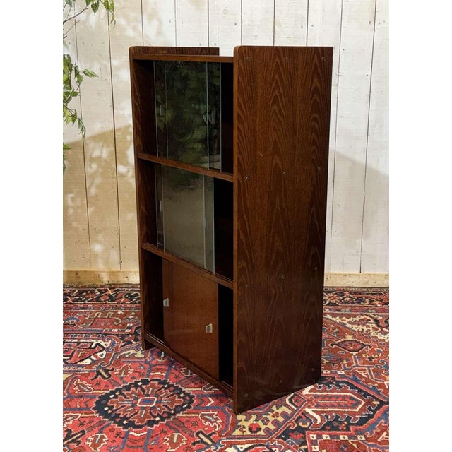 English Oak Bookcase with Sliding Doors, 1960s For Sale - Image 10 of 14