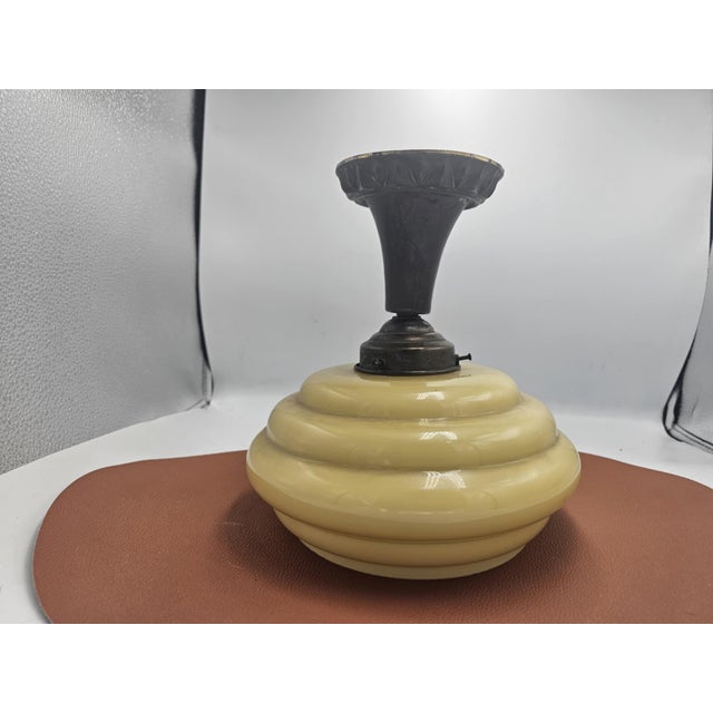 1920s Art Deco Brass Ceiling Lamp, 1920s For Sale - Image 5 of 5