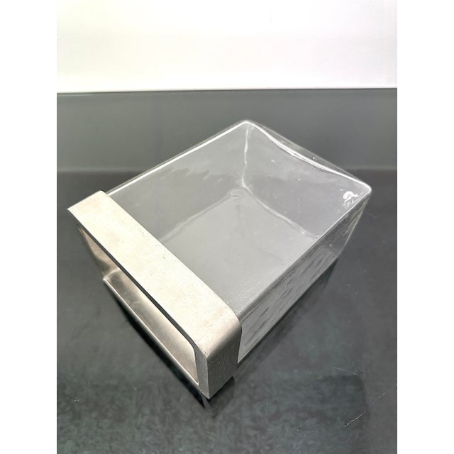 Glass and Brushed Metal Flower Vase, Italy, 1970s For Sale - Image 6 of 9