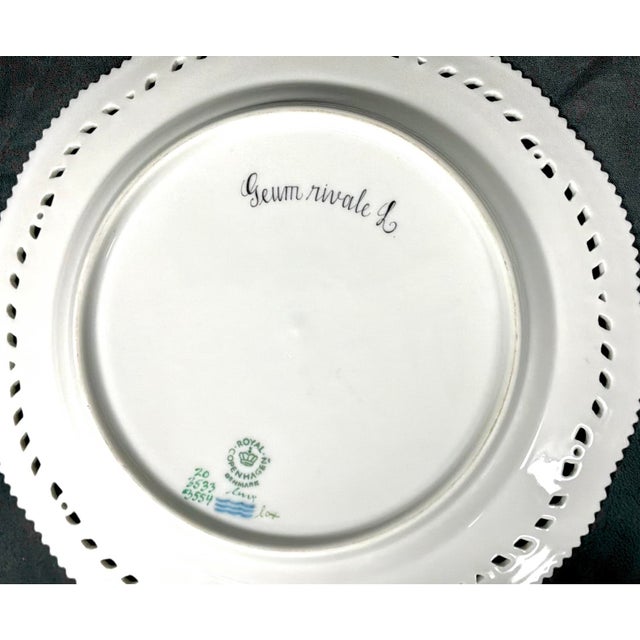 Ceramic Royal Copenhagen Flora Danica 9" Plate, Geum Rivale L, Gilt Border For Sale - Image 7 of 8