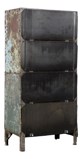 Vintage Raw Industrial Metal Factory Cabinet with Shelves, 1950s
