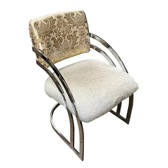 Milo Baughman Style Cantilever Dining Chairs in White and Chrome - Set of 5 For Sale In Oklahoma City - Image 6 of 9