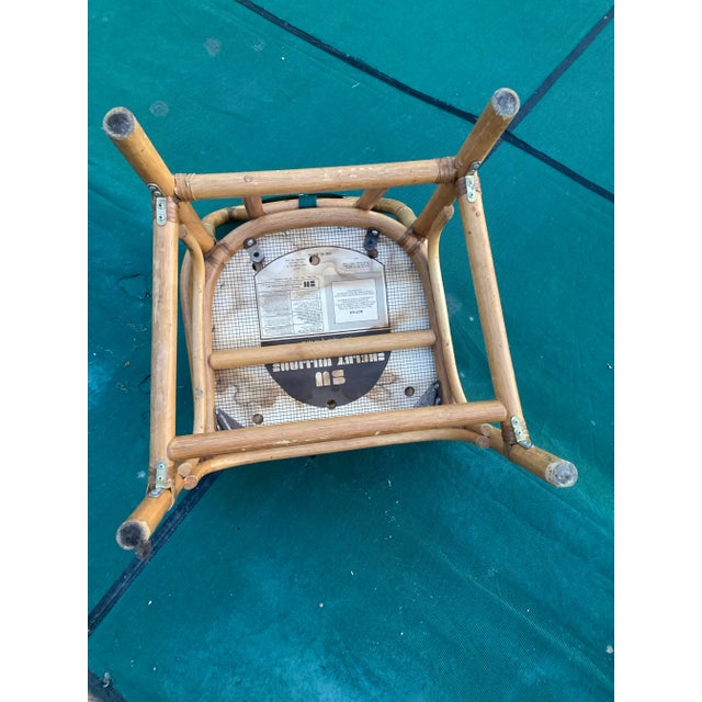 1990s Pair Mid-Century Modern Shelby Williams Green Leather Bentwood Acacia Chairs For Sale - Image 6 of 10