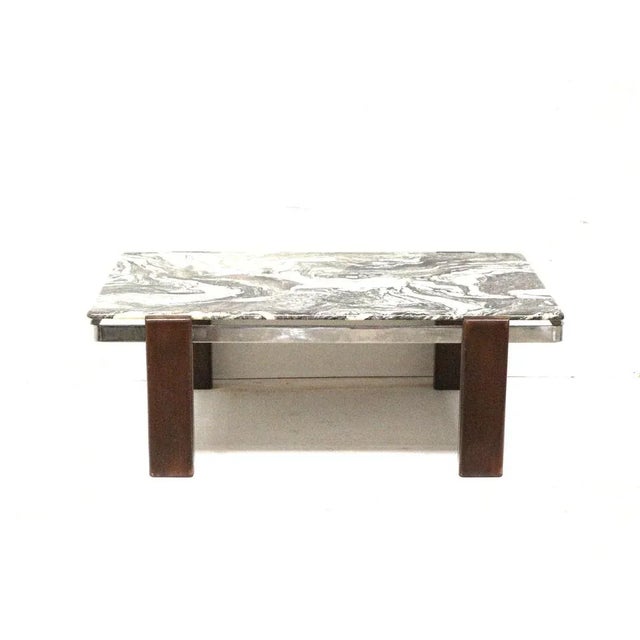 Black Large Vintage Brutalist Marble Coffee Table, 1970s For Sale - Image 8 of 8