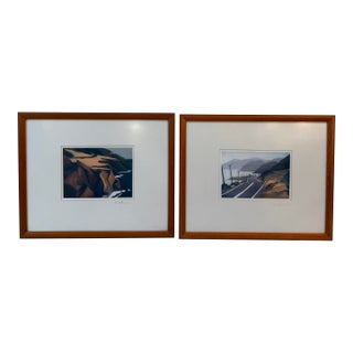 Donald Archer Signed California Coastline Prints, Pair For Sale