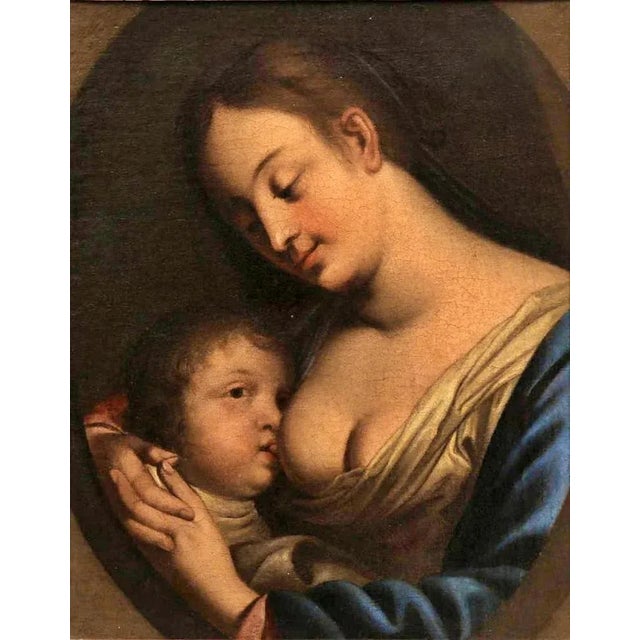 Flemish school of the 17th century "virgin of the milk" oil on canvas 45x36.5cm. Gilt wood frame good conditions. This...