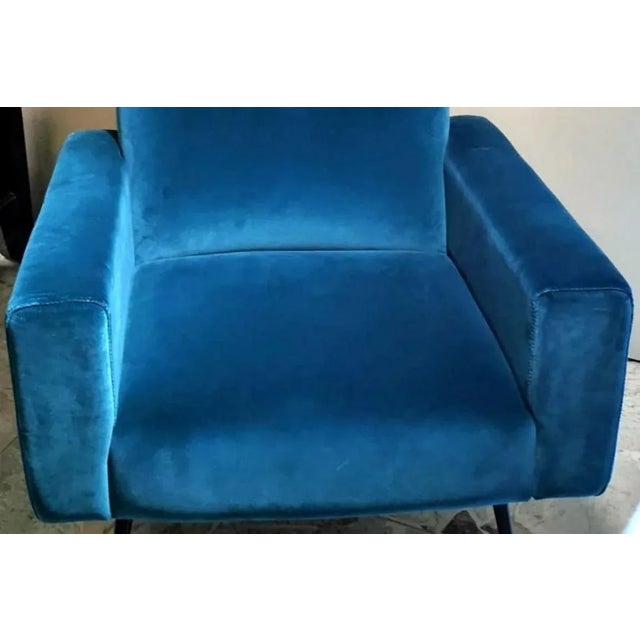 Metal Vintage Italian Armchair Upholstered and Covered in Velvet Ottanio Color For Sale - Image 7 of 13