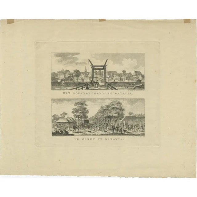 Batavia Views – Government House and Market Scenes, circa 1780 This is an original late 18th-century engraving featuring...