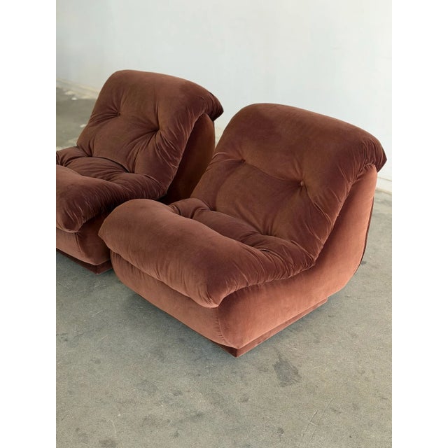 Textile 1980s Sculptural Tufted Lounge Chairs - Pair For Sale - Image 7 of 14