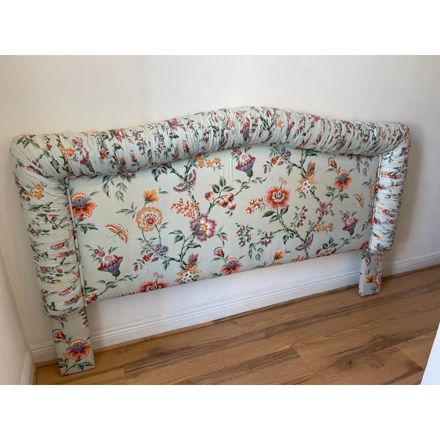 1960s Custom Made King Headboard + 2 Pillows Floral Chintz For Sale In Miami - Image 6 of 8