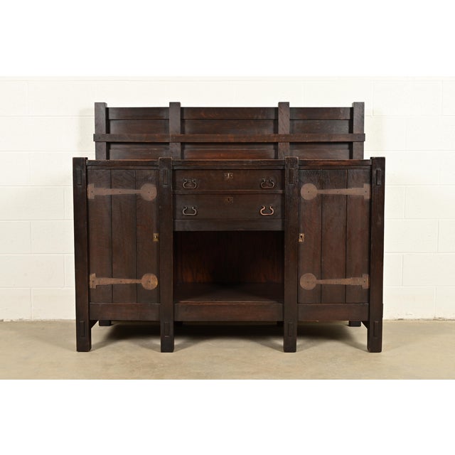 Imperial Furniture Grand Rapids Mission Oak Arts & Crafts Strap Hinge Eight-Leg Sideboard, Circa 1900 For Sale - Image 15 of 15
