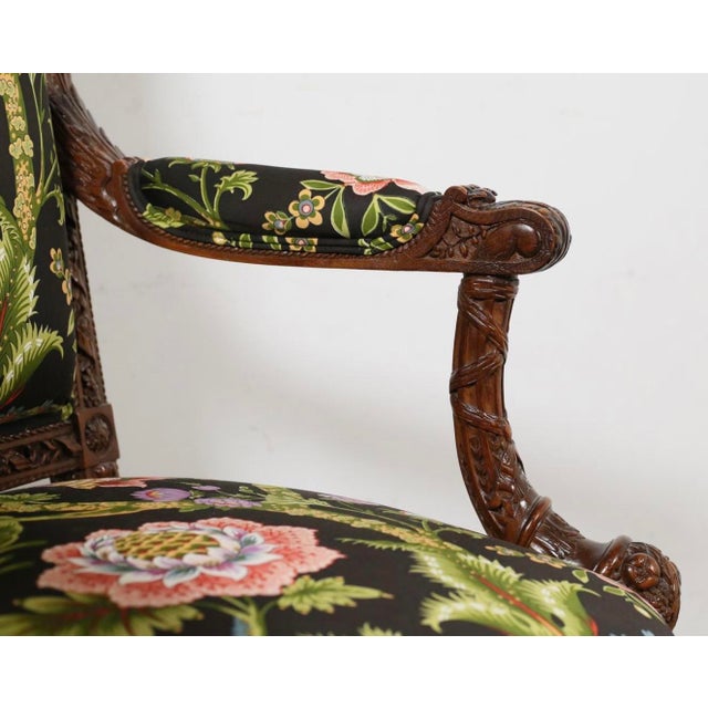 Late 20th Century 20th-C. French Louis XVI Style Carved Fruitwood Bergere Arm Chair For Sale - Image 5 of 8