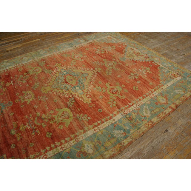 Soft Small Scale Medallion/Crest Design Antique Rustic Turkish Oushak Decorative For Sale - Image 9 of 12