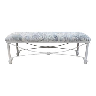 Iron Bench With New Upholstery For Sale