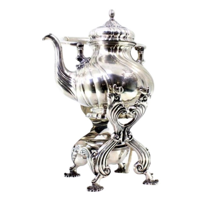 Silver Kettle with Fluted Reliefs For Sale