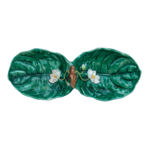 19th Century Large Victorian Majolica Pond Lilies Serving Dish