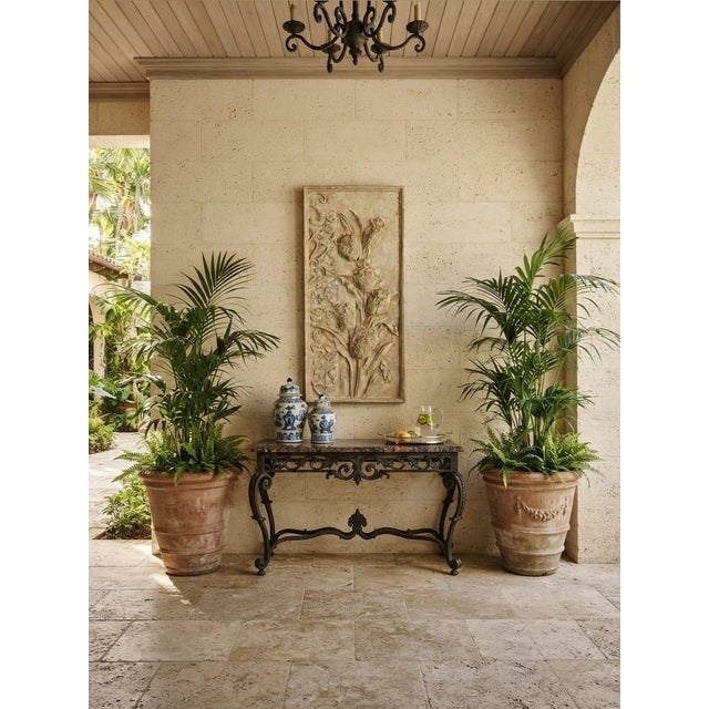 Vintage Classical Botanical Tulip & Acanthus Scroll Hand-Carved Marble Wall Relief Panel For Sale - Image 10 of 12