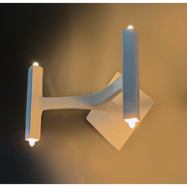 Sculpture Materials Plaster of Paris, Minimalist Design Wall Sconce For Sale - Image 7 of 13