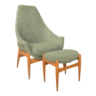 Set of Hungarian Armchair with Ottoman by Julia Gaubek For Sale