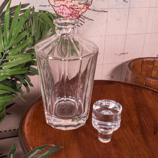 This is a vintage brandy decanter. An English, glass spirit or liqueur vessel in late Art Deco taste, dating to the mid...