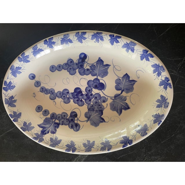 Italian Platter Blue and White Pottery Grapes Leaves For Sale In Philadelphia - Image 6 of 6