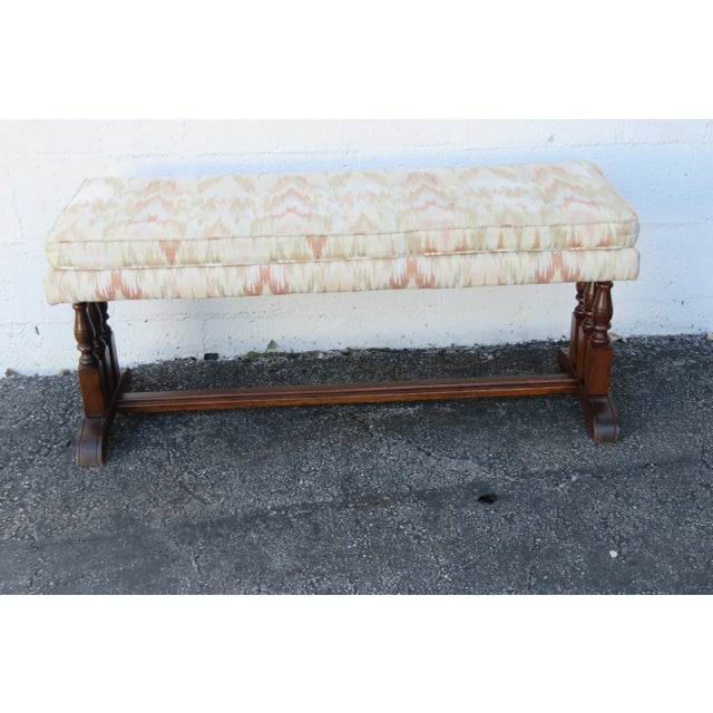 Brown Long Upholstered Bed End Hallway Bench For Sale - Image 8 of 13
