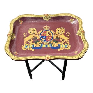 Late 20th Century British Royal Family-Inspired Crested Artisan Finished Tray Table For Sale