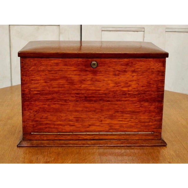 Antique Victorian Oak Fitted Stationery Box with Writing Slope, 1890 For Sale - Image 3 of 13