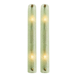 Contemporary Modern Green Graniglia ”Canalina" Murano Glass Wall Sconce-Set of Two For Sale