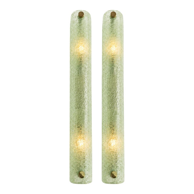 Contemporary Modern Green Graniglia ”Canalina" Murano Glass Wall Sconce-Set of Two For Sale