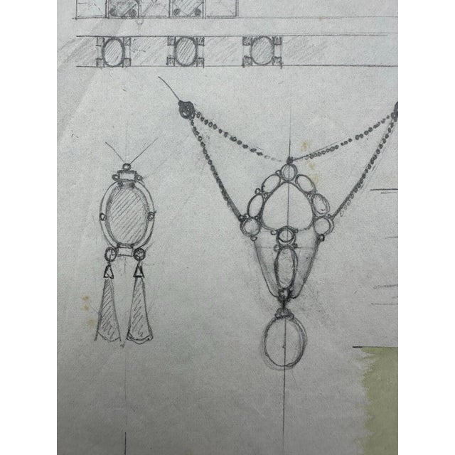 Carl Heinz Berberich, Jewelry Design Drawing, 1920s, Gouache For Sale - Image 3 of 13