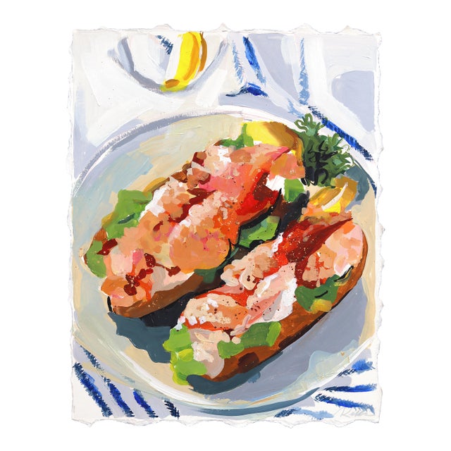 Boston's Best Lobster Rolls - Food Still Life Color Drenched Mixed Media Original Artwork by Kellie Newsome For Sale