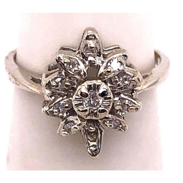 Yellow 14 Karat White Gold Contemporary Ring Diamond Floral Design 0.33 TDW, Size 5.75 For Sale - Image 8 of 8